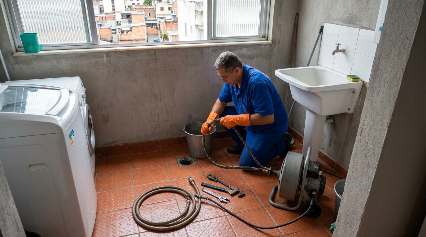 Desentupimento de ralo com equipamento em Recife‑PE